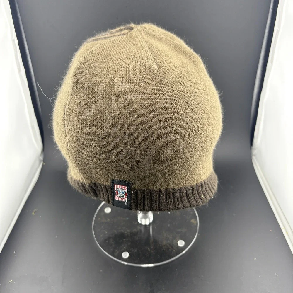 Pugs Gear Reversible Beanie Hat Mens Brown Gray Skull‎ Print Knit Winter Cap